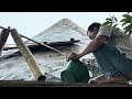 Pouring concrete roof with bamboo trunk material, building a round house. (PART 7)