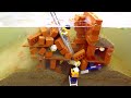 Lego Mine Flood Disaster - Tsunami Dam Breach Experiment - LEGO Natural Disaster