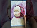 Cute baby girl watercolor portrait painting process