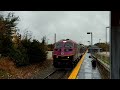 MBTA Commuter Rail in the Rain at Forge Park/495