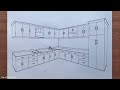 How to Draw a Kitchen in 2-Point Perspective
