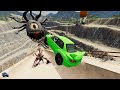 Cars Flying & Crashes Through Lattice Cube - Super Ramp Jumping