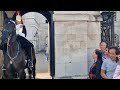 Police warn tourist not to touch the  guard or the horse after guard shouts stand clear #kingsguard