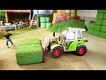 HOW to quickly UNLOAD HAY BALES with TRACTORS on the Corleone Farm | rc farming