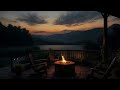 Relax with Campfire & Crickets Sounds Ambiance With Lake Waves | Relaxing