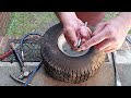 How to install a inner tube with hand tools.