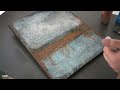 How To Create An Easy Abstract acrylic landscape painting with Aluminum foil, intuitive - meditative