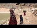 A nomadic family crosses a dangerous river without equipment: nomadic life#family #village