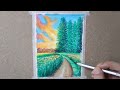 easy painting ideas with oil pastels 💡/ landscape painting for beginners 😍