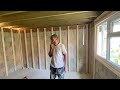 Battening then internal walls of the garden office