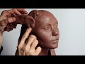 Sculpting Female Head in clay. Sculpting tutorial. How to make sculpture in a water based clay.