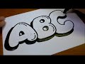 Very Easy ! How to Draw Graffiti Bubble Letters ABC