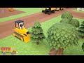 Construction vehicles rescue trapped oil truck- -crane truck, bulldozer and firetruck for kids