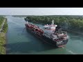 YM Saturn Chemical Tanker - Welland Canal 4K Aerial View