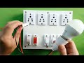 4 socket 4 switch connection || How to make an extension box || Fuse and Indicator