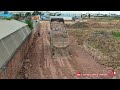 Incredible! Amazing Power Shantui Dozer Pushing Soil & Dump Truck Dumping Soil Build Foundation Road
