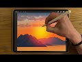 PROCREATE Tutorial East Steps LANDSCAPE DRAWING - Sand Dune Sunset