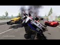 Massive Spike Strip Pileup Car Crashes #86 – BeamNG Drive | CrashBoomPunk