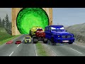 Big & Small: Lightning Mcqueen vs Sportcar Mcqueen vs Emerald Whirlwind vs Train | BeamNG.Drive