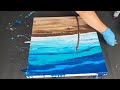 Beach Acrylic Pour Swipe and Embellishment