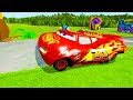 Fat Car vs LONG CARS with Big & Small: Long Lightning Mcqueen with Ball vs Trains Thomas - BeamNG