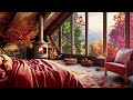 Spring Rainy in Cozy Forest Ambience & Rain sound ☕ Relaxing Campfire and nature sound