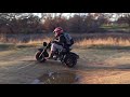 Mini bike burnouts, donuts and mud.