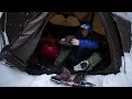 Snowstorm solo camping | Hot tent hidden by snow