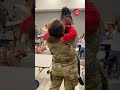Single military mom surprises daughter at lunch table after first deployment apart 🇺🇸 #shorts