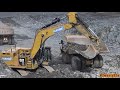 4K| CAT 374F LME Excavator Loading CAT 772G Dumpers