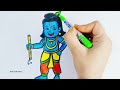 Cute little Krishna drawing and coloring for kids | Krishna drawing step by step | easy drawing