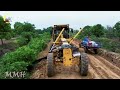 Wonderful active use in road maintenance, building with the powerful motor grader on the rural road