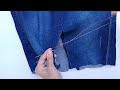 DIY | Como transformar CALÇA JEANS velha em SAIA com fenda | Costura à mão