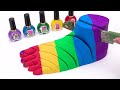 Satisfying Video l How to make Rainbow Foot Nail Polish With Kinetic Sand Cutting ASMR