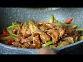 My hubby loves this recipe. Stir fry asparagus w/oyster sauce & sliced thinly tender and juicy pork