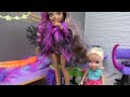 Elsa and Anna toddlers sleepover with Monster High