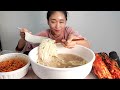 도전먹방?대왕잔치국수에 비빔국수 먹방...몇인분?실비김치는 매워서 포기..🥵 Korean Food Janchi guksu,Bibim guksu Mukbang eating show