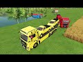 TRANSPORTING COLORED PICKUP CARS WITH COLORED MAN TRUCKS - Farming Simulator 22