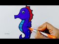 How to draw a Seahorse step by step | Seahorse drawing for kids | easy drawing for kids