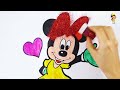 Cara Menggambar dan Mewarnai Minnie Mouse untuk anak-anak |Glitter Minnie Mouse drawing and coloring