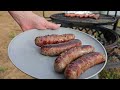 Weekend farm vlog Backyard Campfire Cooking-Pork steaks and brats!