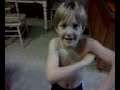 Ayden happy to show his new talent that he learned from youtube.             } -