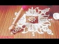 new flower rangoli design with 5-3-3dots//daily rangoli....