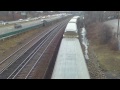 HD MBTA Red Line and Commuter Rail trains in North Braintree MA