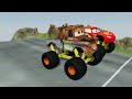Monster Truck Tow Mater vs Big & Small Monster Truck Mcqueen vs DOWN OF DEATH in BeamNG