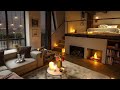 Nighttime Harmony ~ Soft Jazz Instrumental in Cozy Living Room with Rainy Ambience for Sleep🌙🎶
