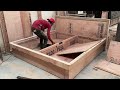 Making of plywood Bed with Full Cushion Backrest | Full step by step video | Indian Factory