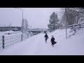 Snowfall Walk in the Streets of Finland - Slow TV 4K