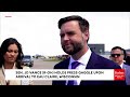 WATCH: JD Vance Speaks To Reporters After Surprise Visit To Kamala Harris's Air Force Two