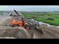 Incredible Landslide flows to water And Trimming Slope SAND By Technical Skills Operator Team Loader